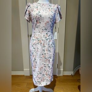 NWT Calvin Klein Tulip Sleeve Floral Sheath Dress Sz 4